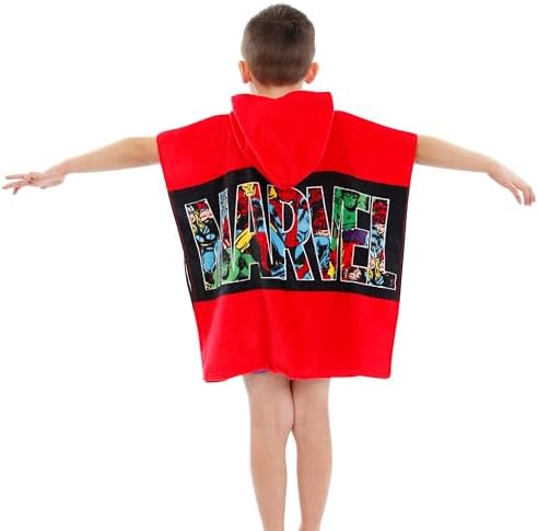 Marvel Avengers Hooded Towel Poncho for Kids One Size Red
