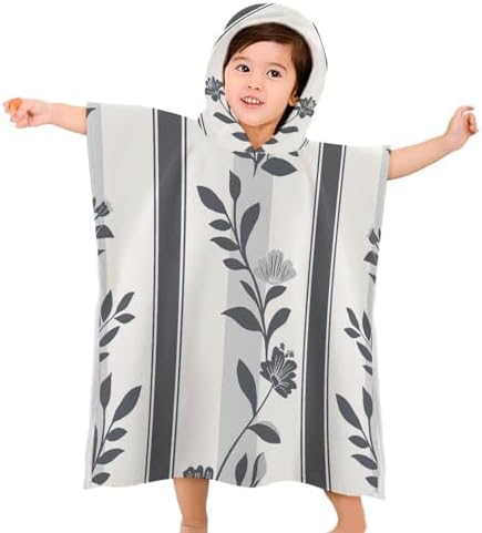 Kids Hooded Bath Towel with Gray Pattern