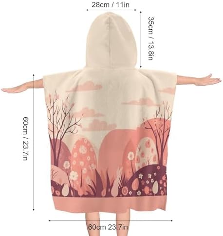 Kids Hooded Bath Towel with Mountain Pattern