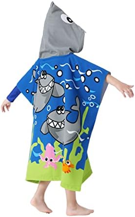 Great White Shark Theme Hooded Poncho Towel for Kids