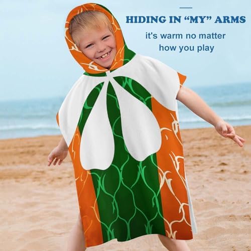 Kids Hooded Beach Towel with Leaf Print