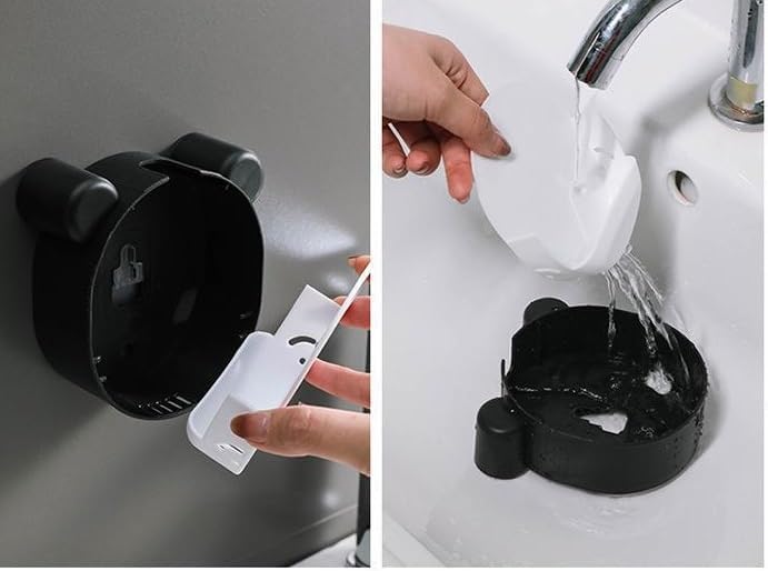 Cute Cartoon Clamshell Soap Rack Panda Design Black