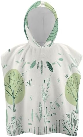 Kids Hooded Bath Towel with Leaves Print