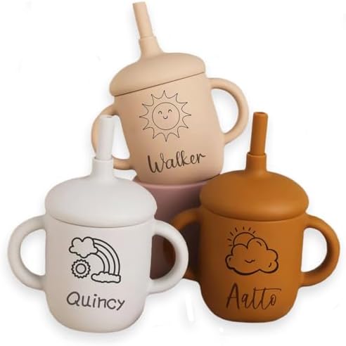 Personalized Engraved Silicone Sippy Cup 5oz for Baby Toddlers