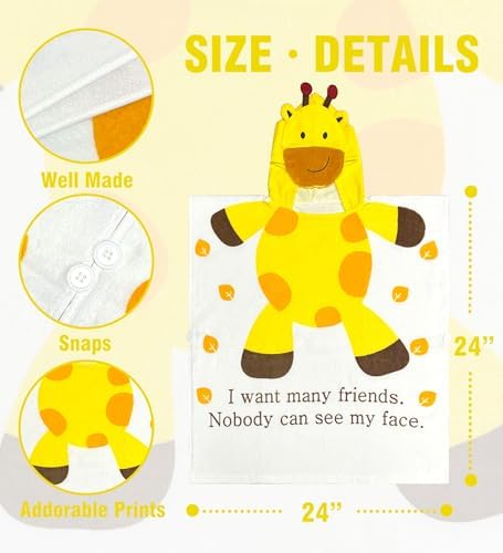 Toddler Bath Towel Hooded - Giraffe White 24x24