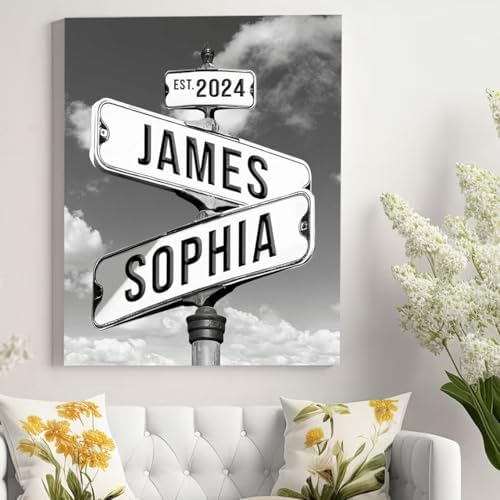 Personalized Couples Street Sign Canvas With Names