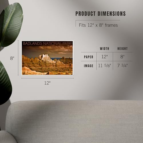 Lantern Press 8x12 Art Print Badlands National Park Stormy Sky