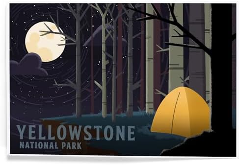 Lantern Press 8x12 Art Print Yellowstone Park Camping by Cliffside