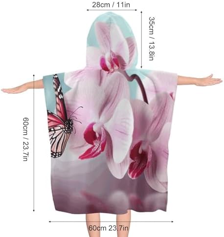 Kids Bath Towel with Hood and Butterfly Print