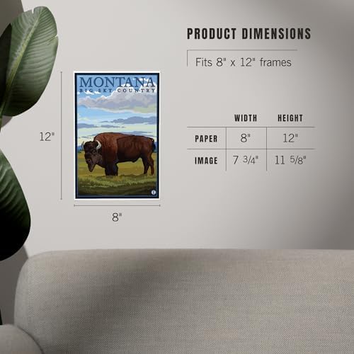 Lantern Press 8x12 Art Print Montana Big Sky Country Bison