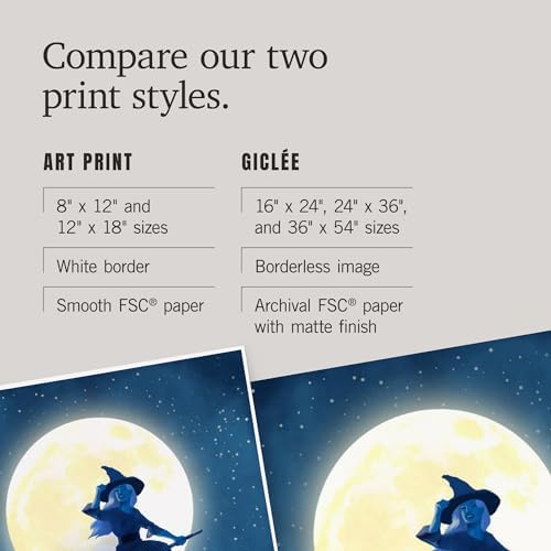 Lantern Press 12x18 Inch Art Print Salem Witch Over Salem Rooftops Night Sky