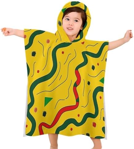Kids Hooded Bath Towel with Wavy Lines