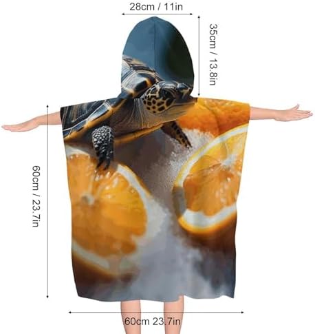 Kids Hooded Beach Towel with Turtles Design