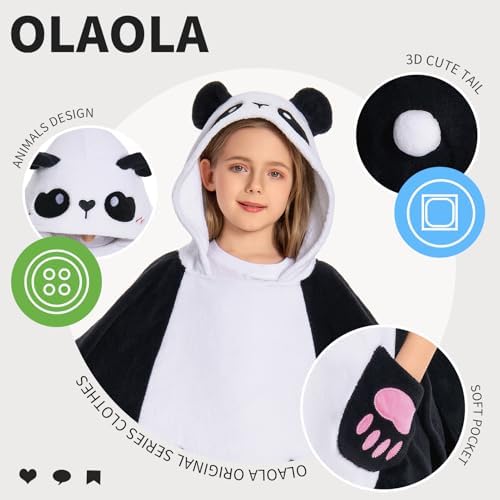 OLAOLA Panda Hooded Kids Beach Towel for 3-12 Years