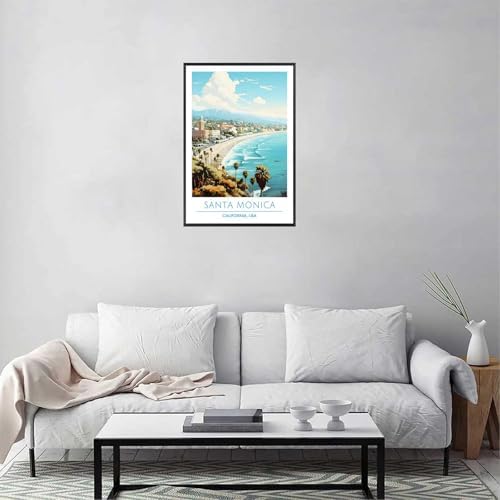 Santa Monica Coast Framed Poster 24x36in