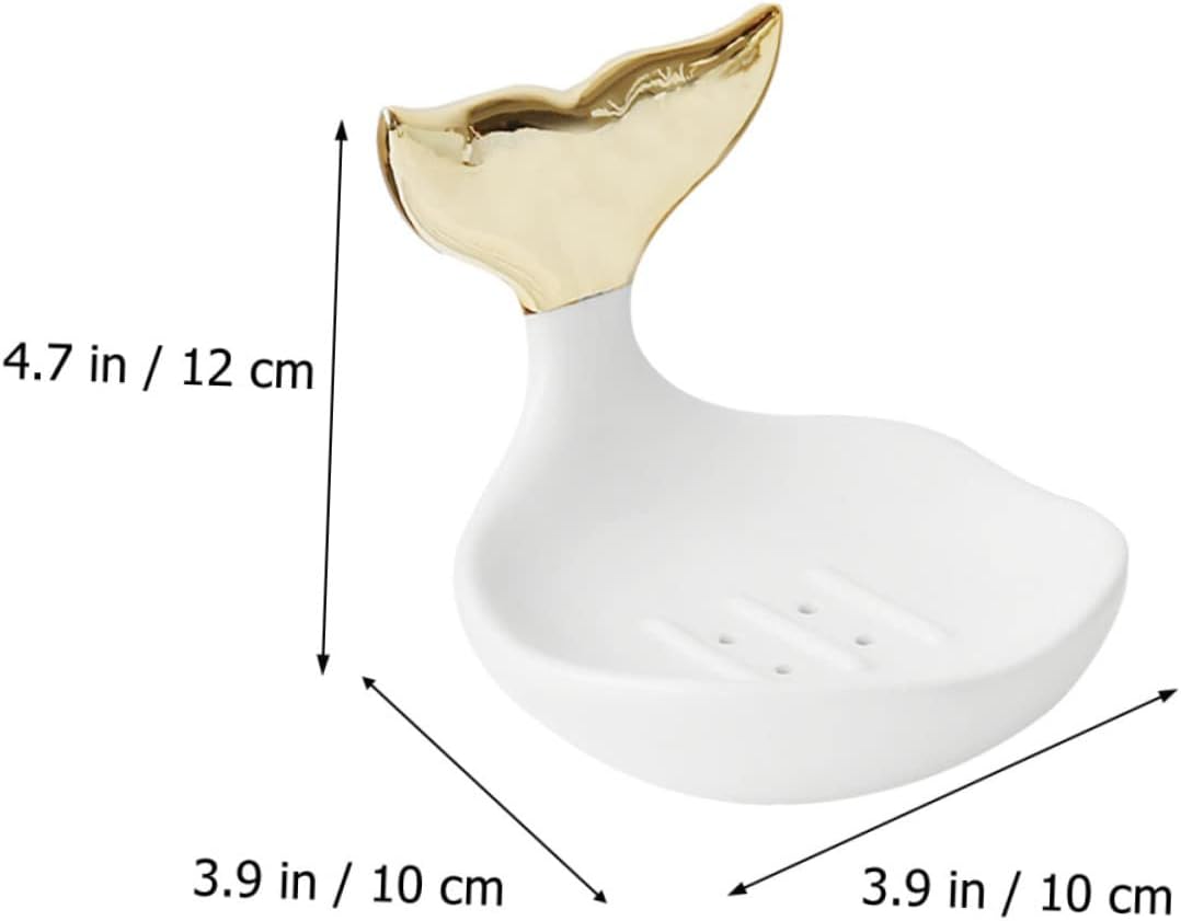Unomor Mermaid Ceramic Soap Dish Bath Tub Organizer
