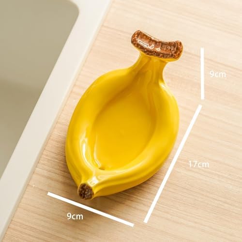 Ceramic Banana Soap Holder with Drain Green and Yellow