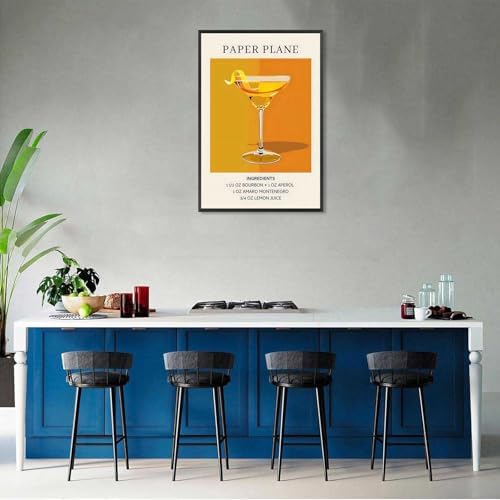 Vintage Cocktail Poster 12x16in Framed Wall Art