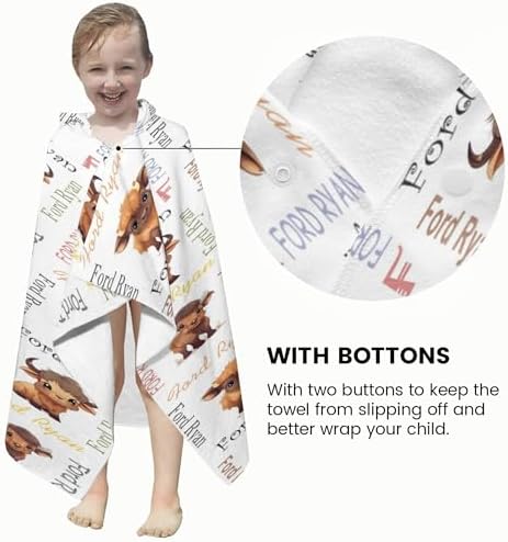 Personalized Buffalo Hooded Kids Bath Towel with Name