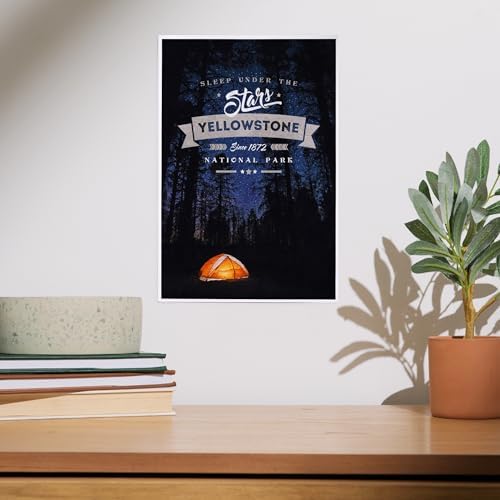 Lantern Press 8x12 Art Print Yellowstone Sleep Under the Stars Tent Night Sky