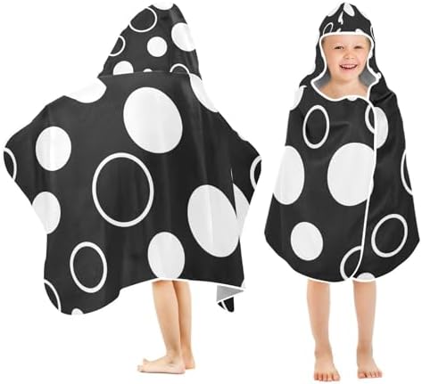 CHIFIGNO Kids Hooded Pool Towel with Polka Dots