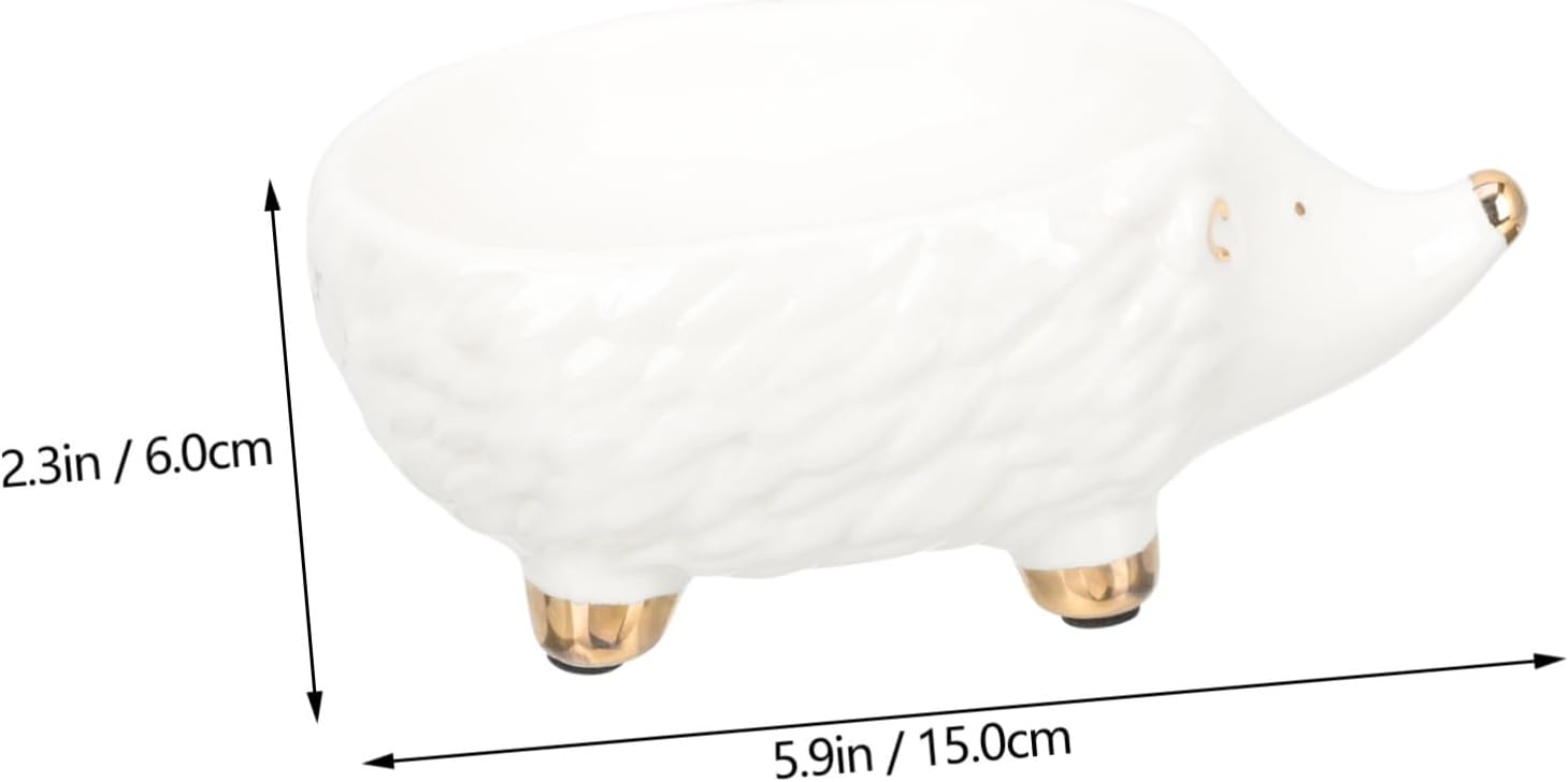 Ciieeo Hedgehog Ceramic Soap Holder Cute Cartoon Animal Bathroom Sink Storage