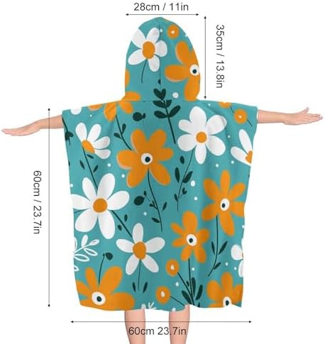 Kids Hooded Bath Towel with Hand Drawn Doodles