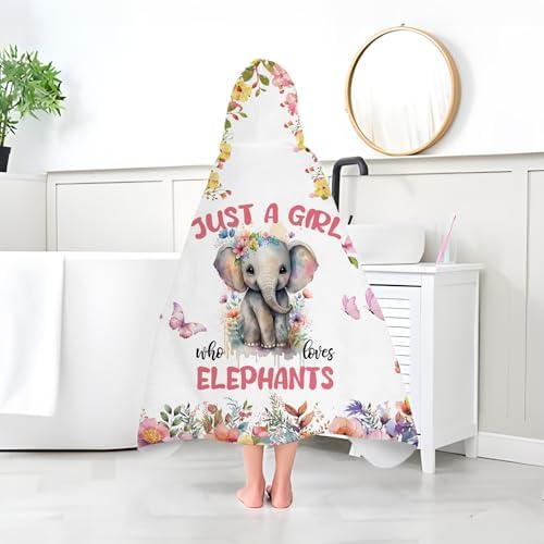 Elephant Hooded Bath Towels for Girls Soft Cotton