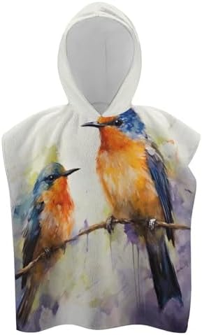 Kids Hooded Bath Towel with Bird Print
