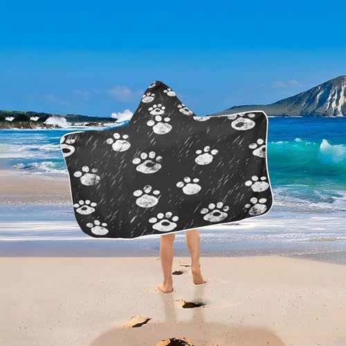 Blueangle Kids Bath Towel with Dog Paw Print Design
