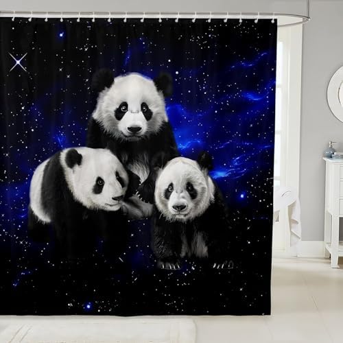 Feelyou Galaxy Panda Shower Curtain Set for Kids
