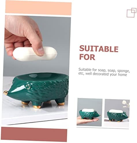 Cute Hedgehog Ceramic Soap Holder for Bathroom and Kitchen