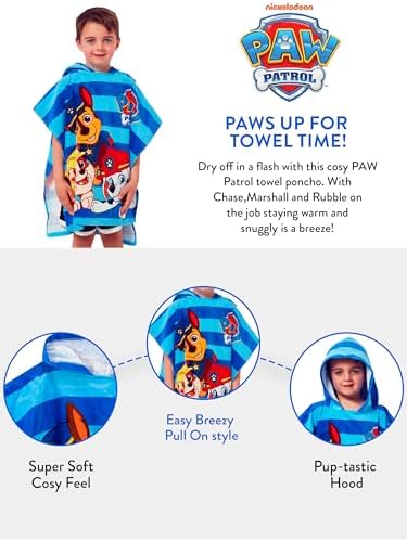 Paw Patrol Boys Hooded Towel Poncho One Size