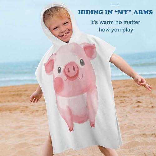 Kids Hooded Towel with Pig Print for Boys Girls