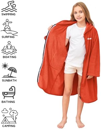 Hiturbo Kids Bath Towel Hoodie Warm Fleece Changing Towel