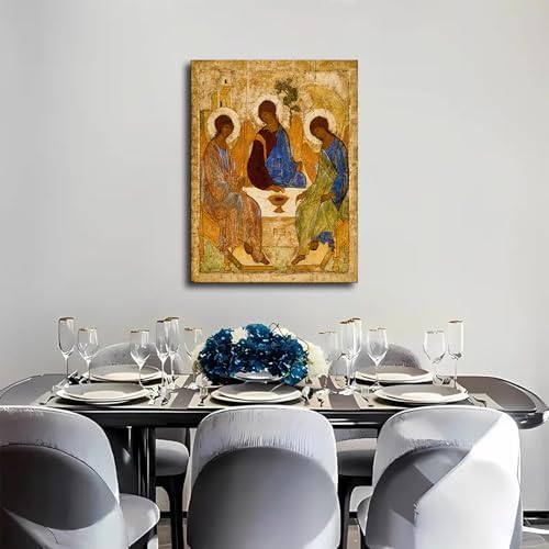 Holy Trinity Painting Poster Canvas Wall Art Framed 12x16 Inch