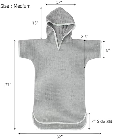 Original Kids Hooded Towel Poncho - Grey