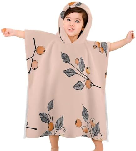 Kids Hooded Pool Towel with Soft Berries Print
