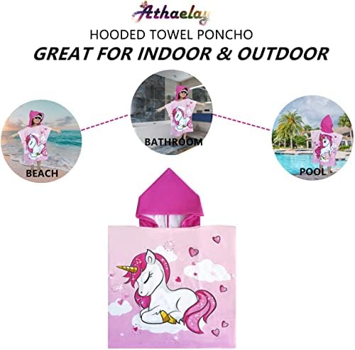 Kids Hooded Poncho Towel with 3D Unicorn Design