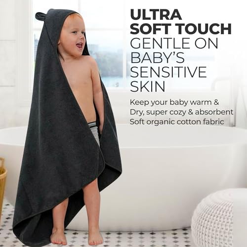 Organic Cotton Toddler Towel Poncho for Boys Girls 0-5T