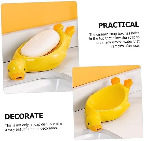 Cute Duck Ceramic Soap Holder with Self Draining Feature