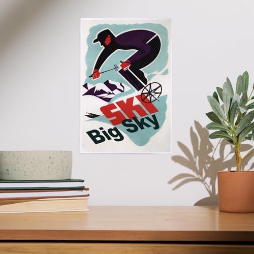 Lantern Press 8x12 Art Print Big Sky Montana Retro Skier