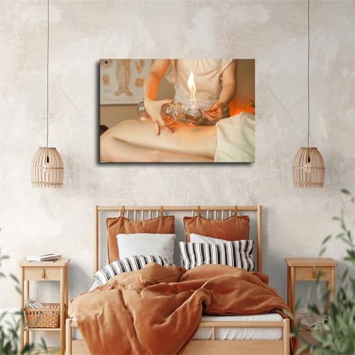 Chinese Medicine Cupping Spa Art Poster Canvas 16x24 Framed Wall Art