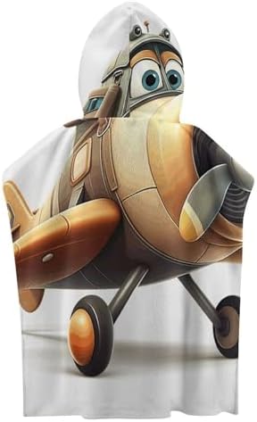 Kids Bath Towel with Hood Yellow Airplane Print