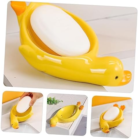 Cute Duck Ceramic Soap Holder with Self Draining Feature