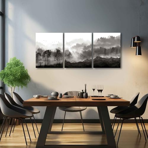 YJYart Misty Forest Wall Decor 3 Piece 12x16