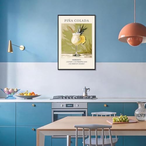 Framed Cocktail Posters 12x16in College Style