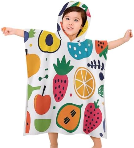 Kids Hooded Bath Towel with Fruit Print