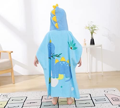 TONWHAR Kids Hooded Poncho Towel - Stegosaurus Cartoon Pattern 1-5 Years