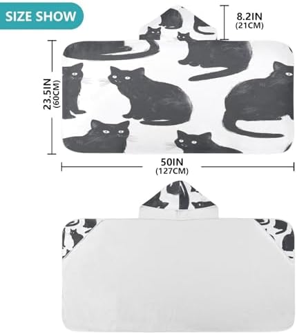 Msyxl Black Cats Hooded Kids Bath Towel